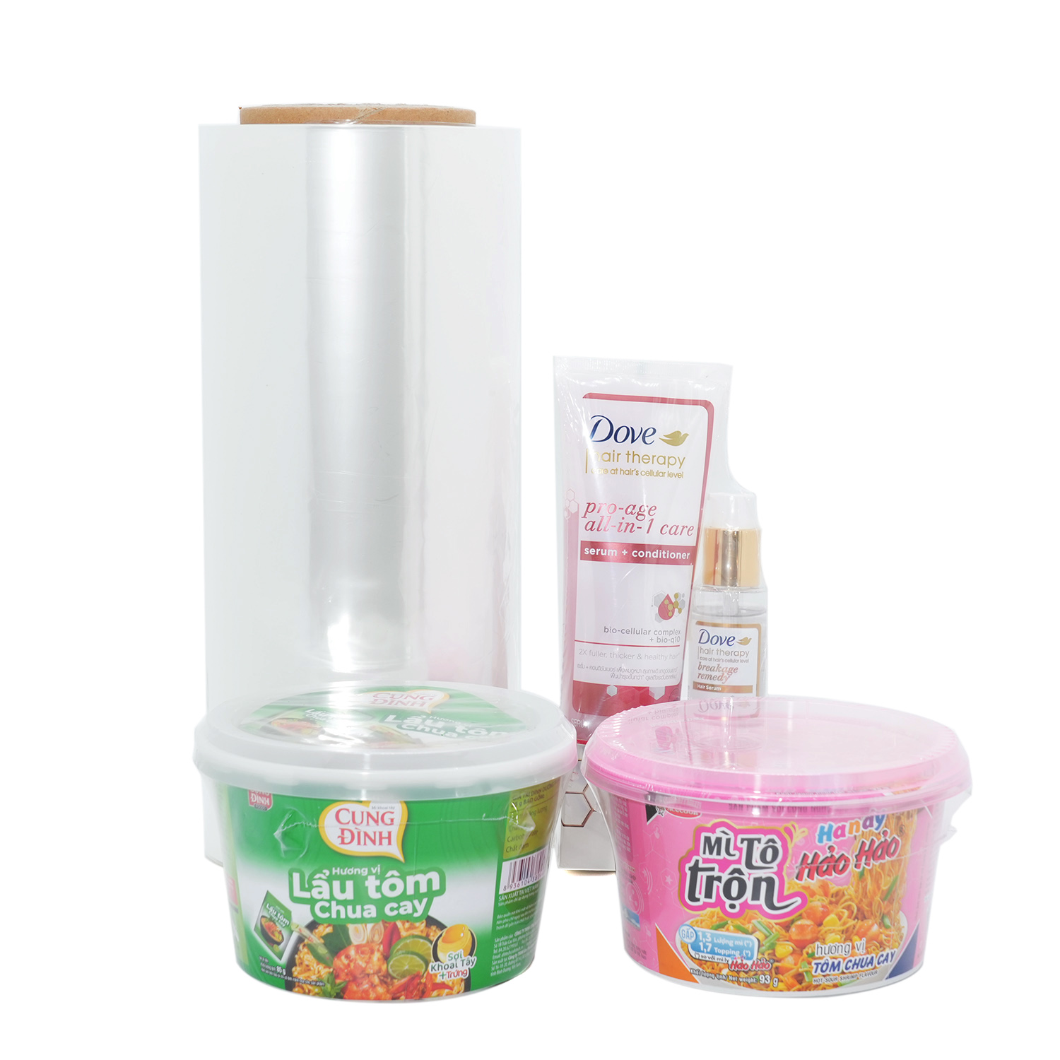 10-30um Perspicuus Bonitas Plastic POF Polyolefin Calor Shrinkable Film pro Calicem Noodles Packaging