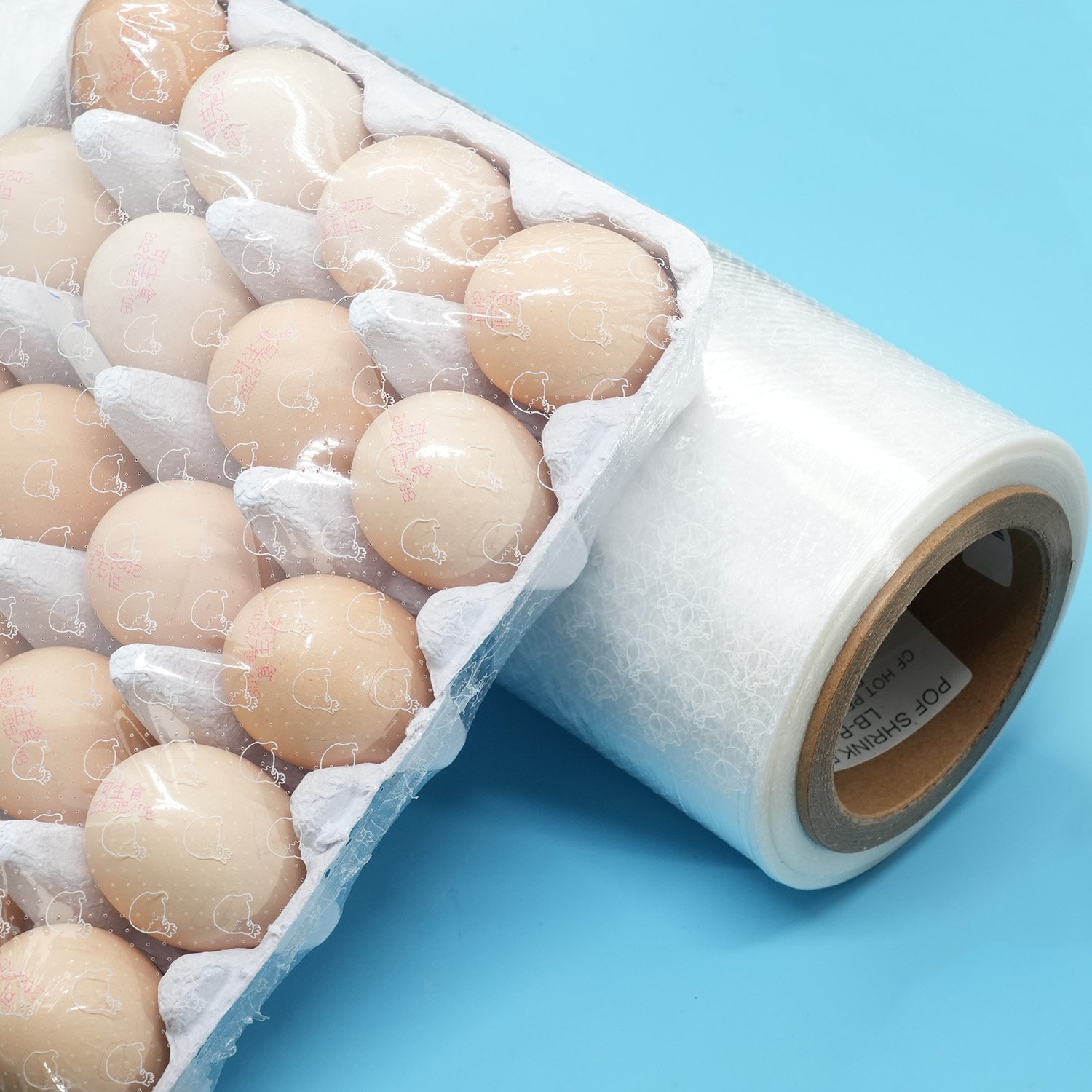 Micro-Perforated POF calor Shrink film, Food Grade Hot Perforation Shrink AMICTORIUM film pro ovo Tray Packaging