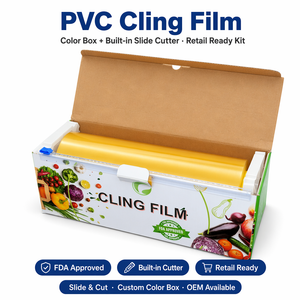 PVC Food Grade Cling Film cum Cutter Box | C% BPA Free Kitchen Plastic AMICTORIUM pro Food Fresh Keeping